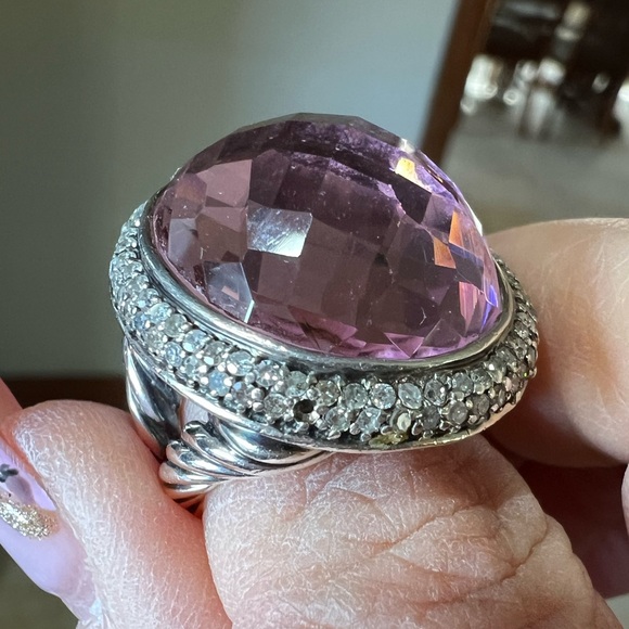 David yurman pink stone and diamonds ring - Picture 13 of 15